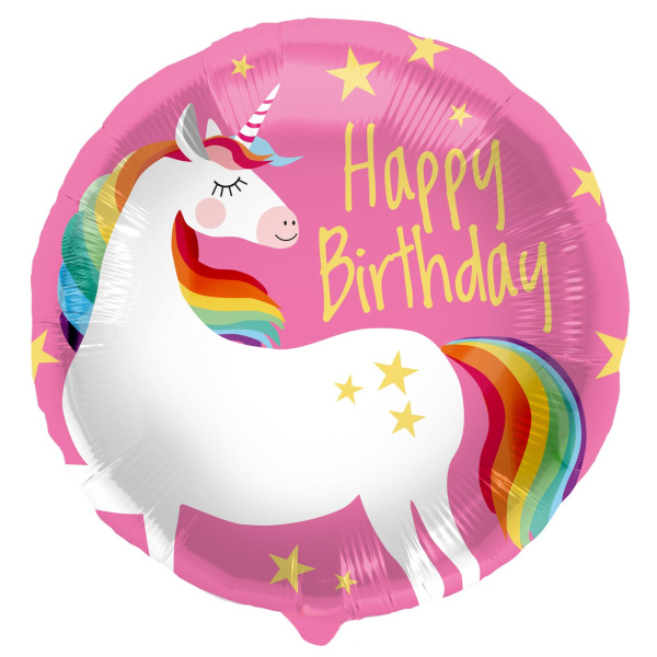 UNICORN PINK 'HAPPY BIRTHDAY' FOIL BALLOON - 45CM