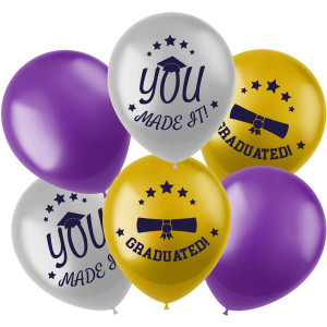 6 X GRADUATION LATEX BALLOON SET - 33CM