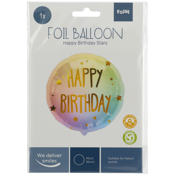 OMBRE & STARS 'HAPPY BIRTHDAY' FOIL BALLOON - 45CM