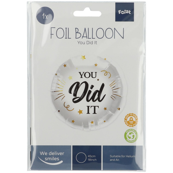 BLACK & GOLD 'YOU DID IT' FOIL BALLOON - 45CM