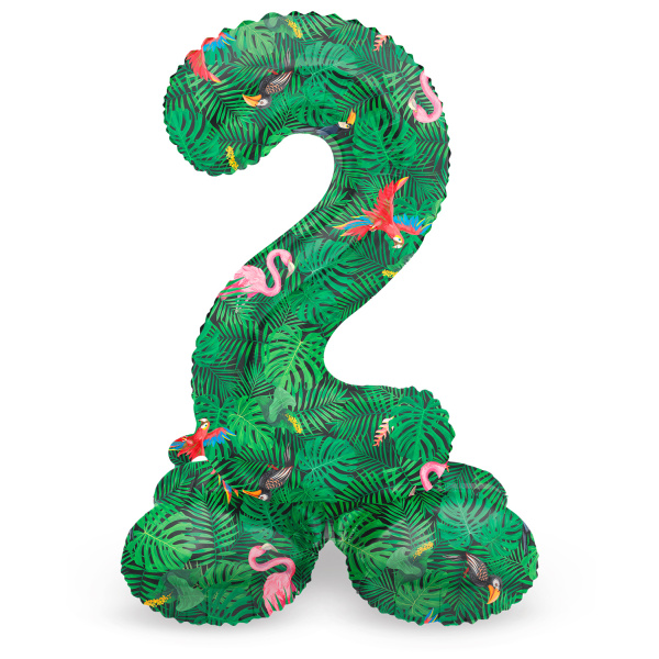 NUMBER 2 JUNGLE VIBE FOIL BALLOON & BASE - 72CM