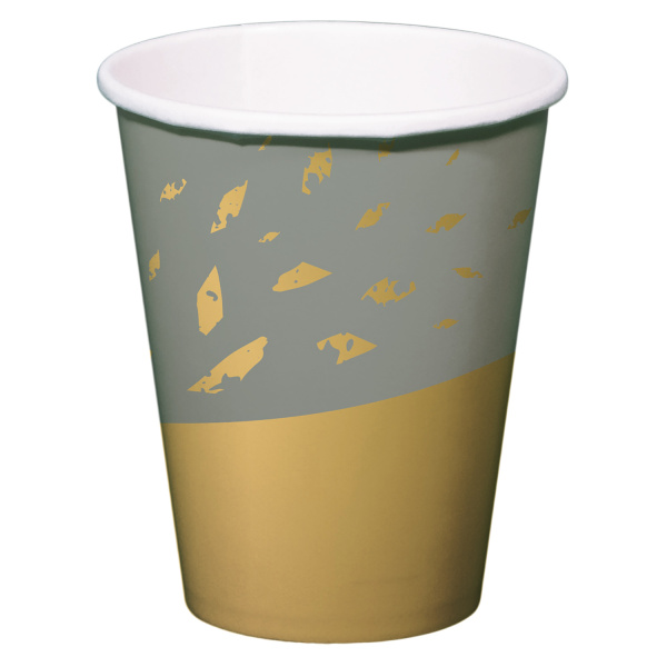 8 X GOLDEN DAWN PAPER PARTY CUPS - 250ML