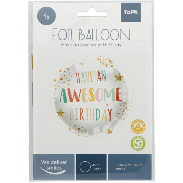 'HAVE AN AWESOME BIRTHDAY!' FOIL BALLOON - 45CM