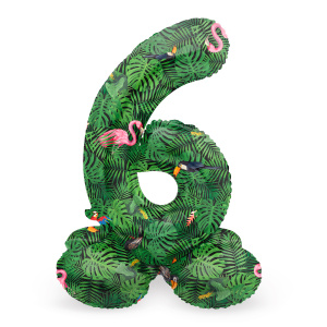 NUMBER 6 JUNGLE VIBE FOIL BALLOON & BASE - 72CM