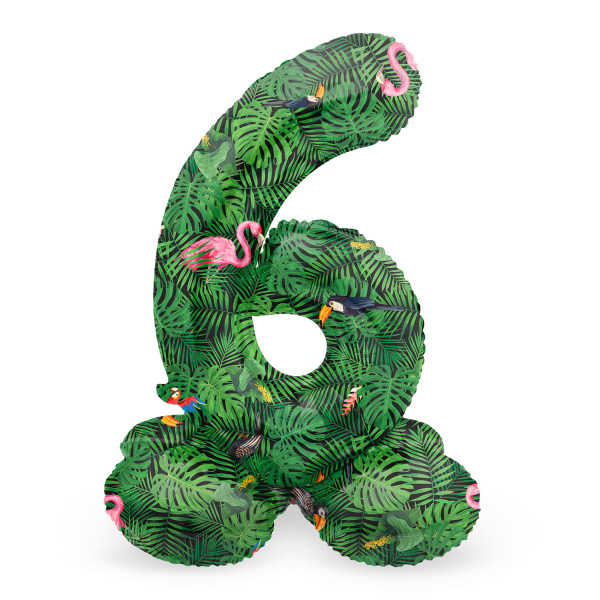 NUMBER 6 JUNGLE VIBE FOIL BALLOON & BASE - 72CM