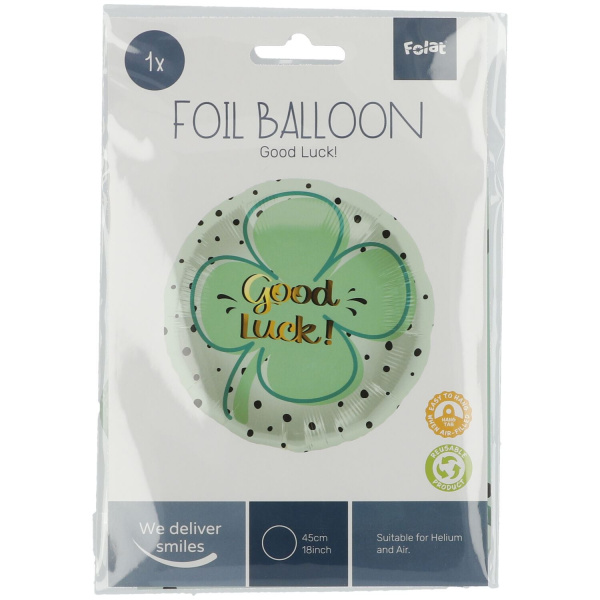 GREEN CLOVER 'GOOD LUCK' FOIL BALLOON - 45CM