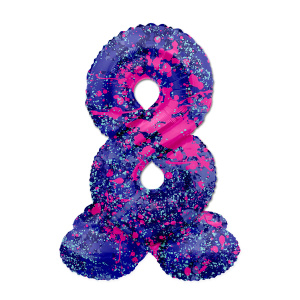 NUMBER 8 PAINT SPLASH FOIL BALLOON & BASE - 72CM