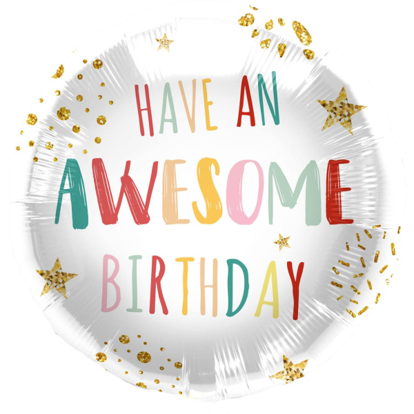 'HAVE AN AWESOME BIRTHDAY!' FOIL BALLOON - 45CM