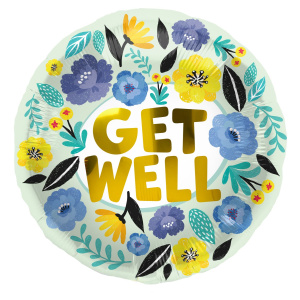 COLOURFUL FLOWERS 'GET WELL' FOIL BALLOON - 45CM