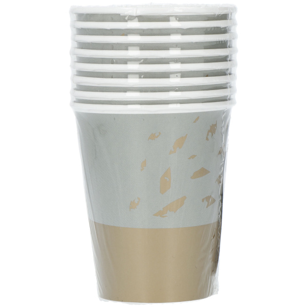 8 X GOLDEN DAWN PAPER PARTY CUPS - 250ML