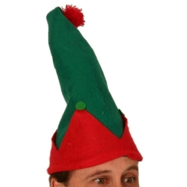 HAT ELF SHAPE GREEN &AMP; RED