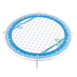 CAKE STAND DOTS BLUE SINGLE ROUND