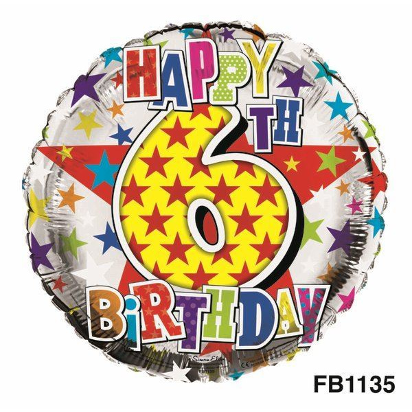 BALLOON FOIL HAPPY BIRTHDAY 6TH UNISEX