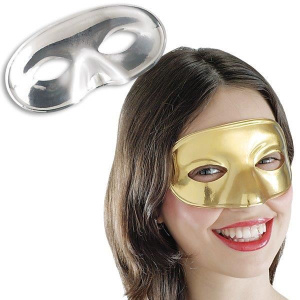 MASK EYE PLASTIC DOMINO GOLD & SILVER