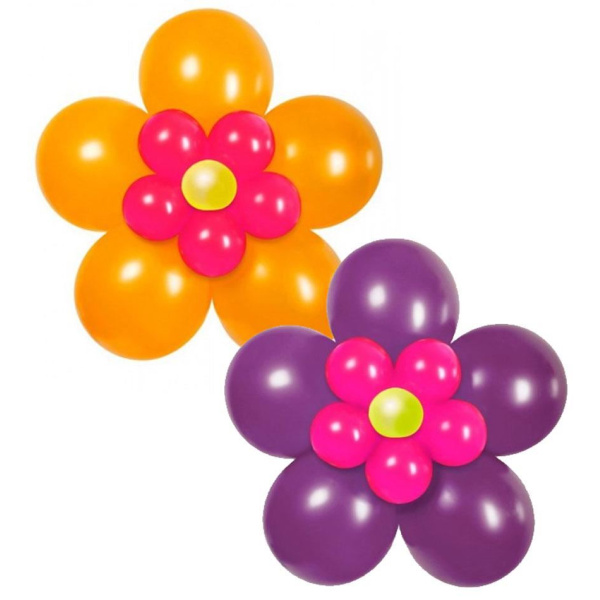 BALLOON KIT FLOWER PACK ORANGE PINK