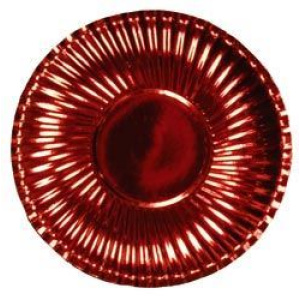 PLATES CARD 18CM RED METALLIC 10'S