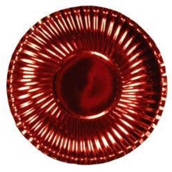 PLATES CARD 18CM RED METALLIC 10'S