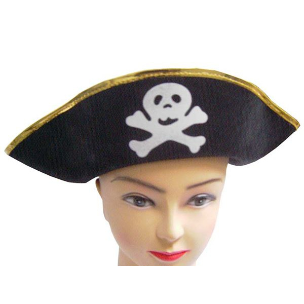 HAT PIRATE FELT BLACK & GOLD