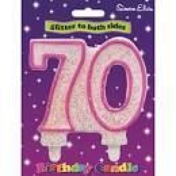 CANDLE NUMBER 70 PINK MILESTONE  -