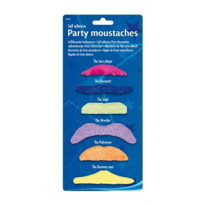 MOUSTACHES ASSTD COLOURS 6'S