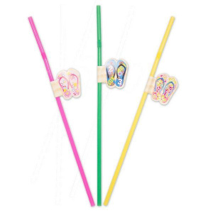 STRAWS WITH FLIP FLOPS 24CM 8'S