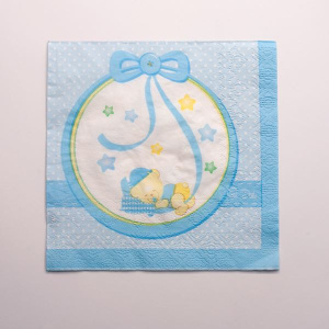 SLEEPING TEDDY BABY BLUE NAPKINS 16PK