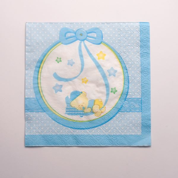 SLEEPING TEDDY BABY BLUE NAPKINS 16PK