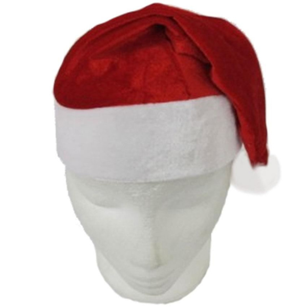 HAT SANTA VELVET RED & WHITE 38CM JUNIOR