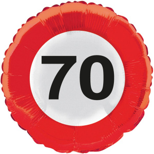 BALLOON TRAFFIC SIGN 70TH BIRTHDAY FOIL