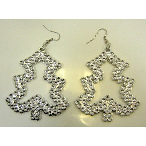 TREES SHAPED EARRINGS SILVER WITH CLEARS