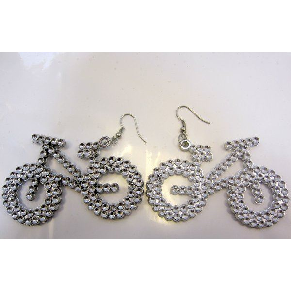 BIKES SHAPED EARRINGS SILVER& SPARKLE