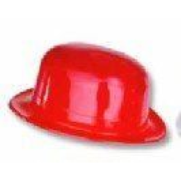 HAT PLASTIC BOWLER RED ADULT