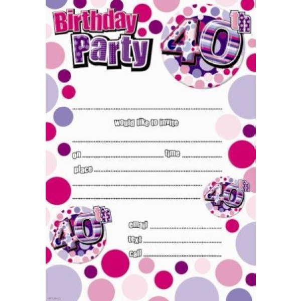 INVITATION BIRTHDAY 40TH 20 SHEETS