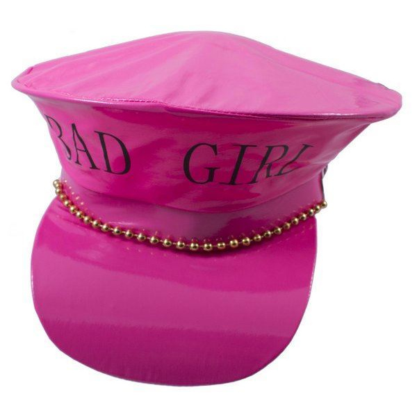 HAT POLICE FAKE LEATHER "BAD GIRL" PINK