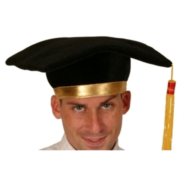 HAT MORTAR BOARD BLACK & GOLD TASSELL