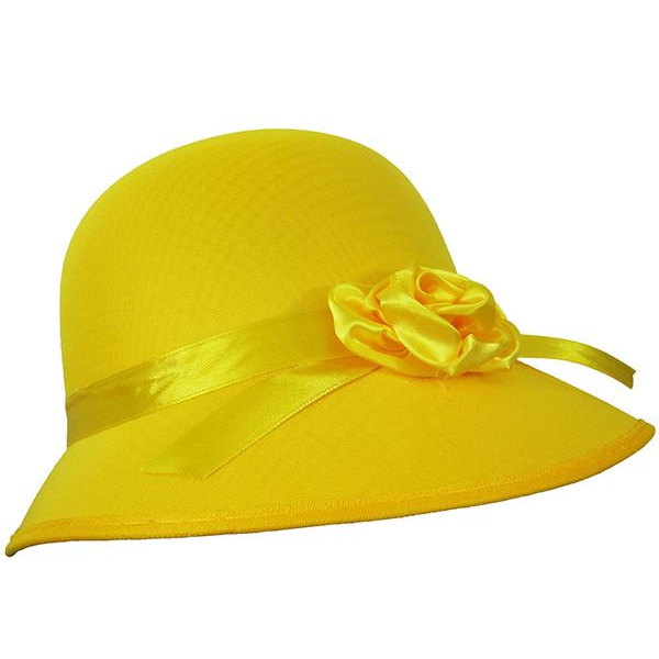 HAT BONNET SATIN FOR LADY 1920S YELLOW