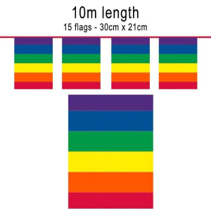 BUNTING RAINBOW 10M X 15 FLAGS