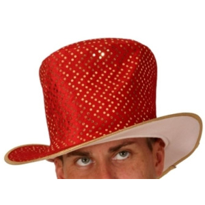 HAT TOP METALLIC GOLD SEQUINS ON RED