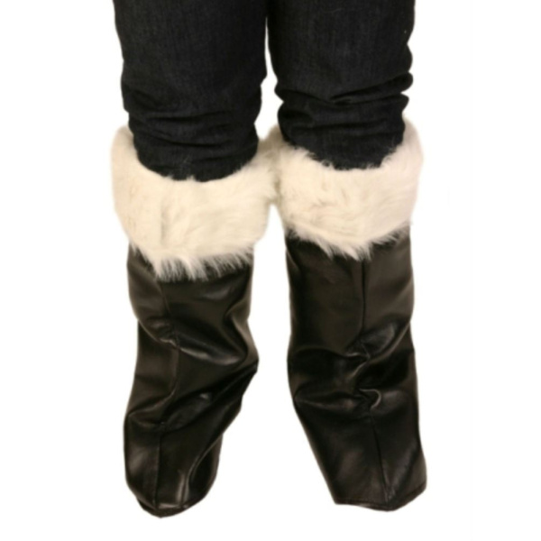 SANTA BOOT COVERS WITH WHITE FUR TRIM