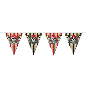 RED, BLACK AND BROWN PIRATE BUNTING 10MTR LENGTH