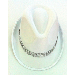 HAT TRILBY SATIN WHITE WITH DIAMOND 59CM