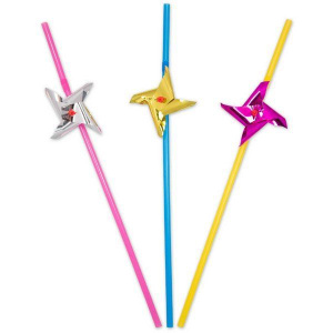 STRAWS WITH WINDMILL 24CM 8'S