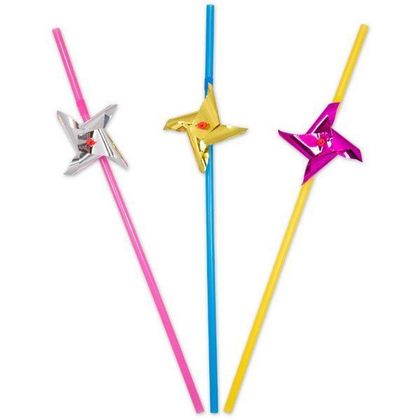 STRAWS WITH WINDMILL 24CM 8'S