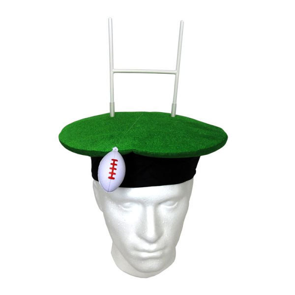 NOVELTY RUGBY HAT GREEN,GOALPOSTS &AMP; BALL