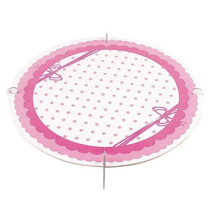 CAKE STAND DOTS PINK SINGLE ROUND