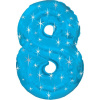BALLOON FOIL - NUMBER 8 BLUE SPARKLE