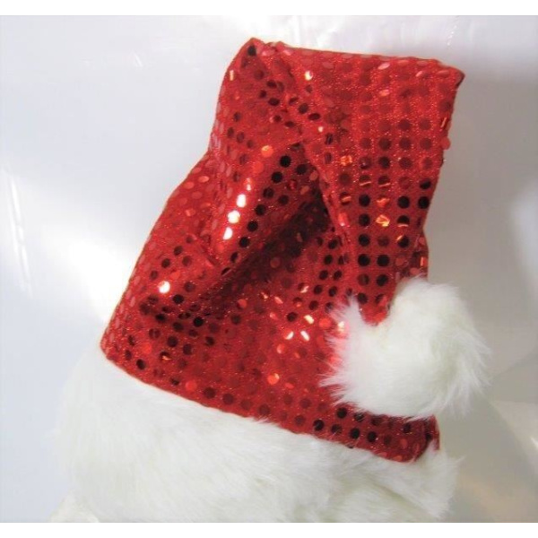 HAT SANTA METALLIC SEQUIN RED WITH FUR