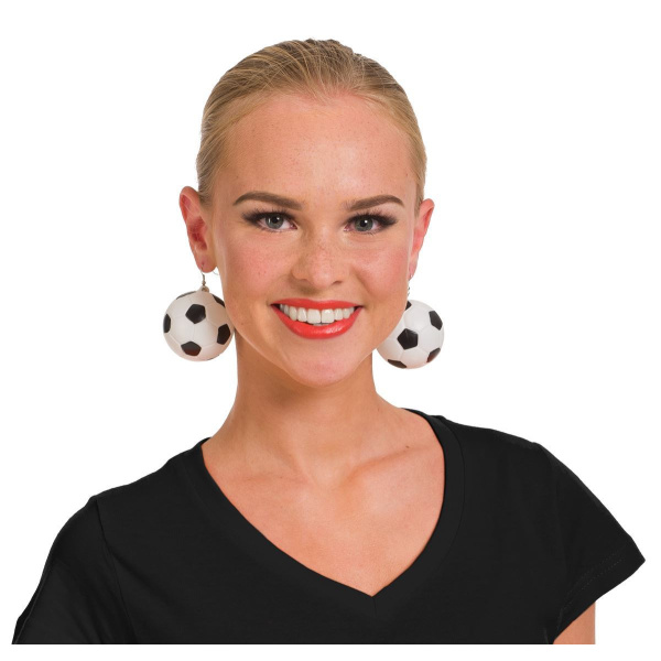 EARRINGS FOOTBALL BLACK & WHITE