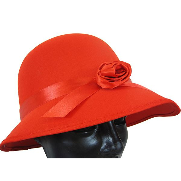 HAT BONNET SATIN FOR LADY 1920S RED