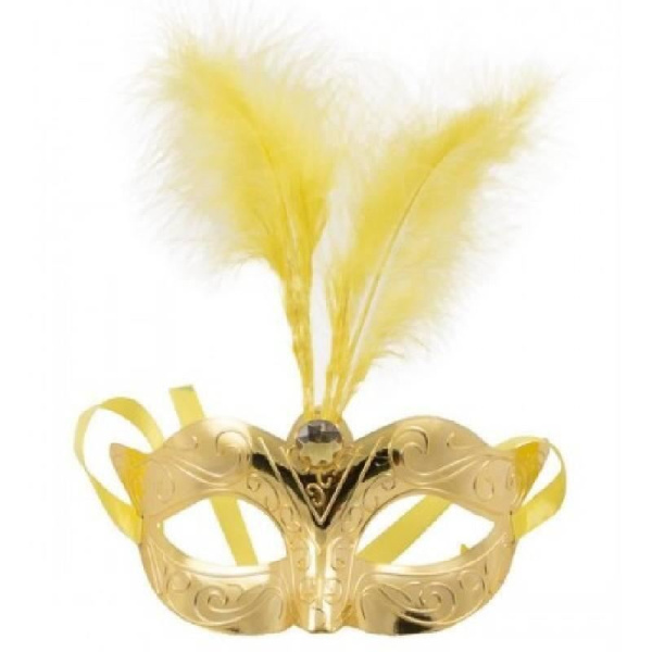 MASK FEATHER & METALLIC  GOLD